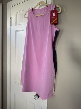 cotopaxi Pink Sleeveless Mini Dress with Navy Side Panels